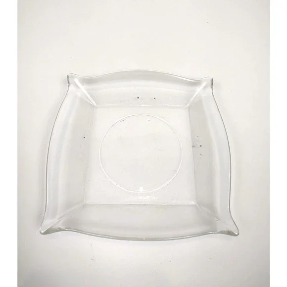 Vintage Clear Glass Pillar Candle Holder Plate Square 5.5" Beveled Edge - Picture 4 of 7